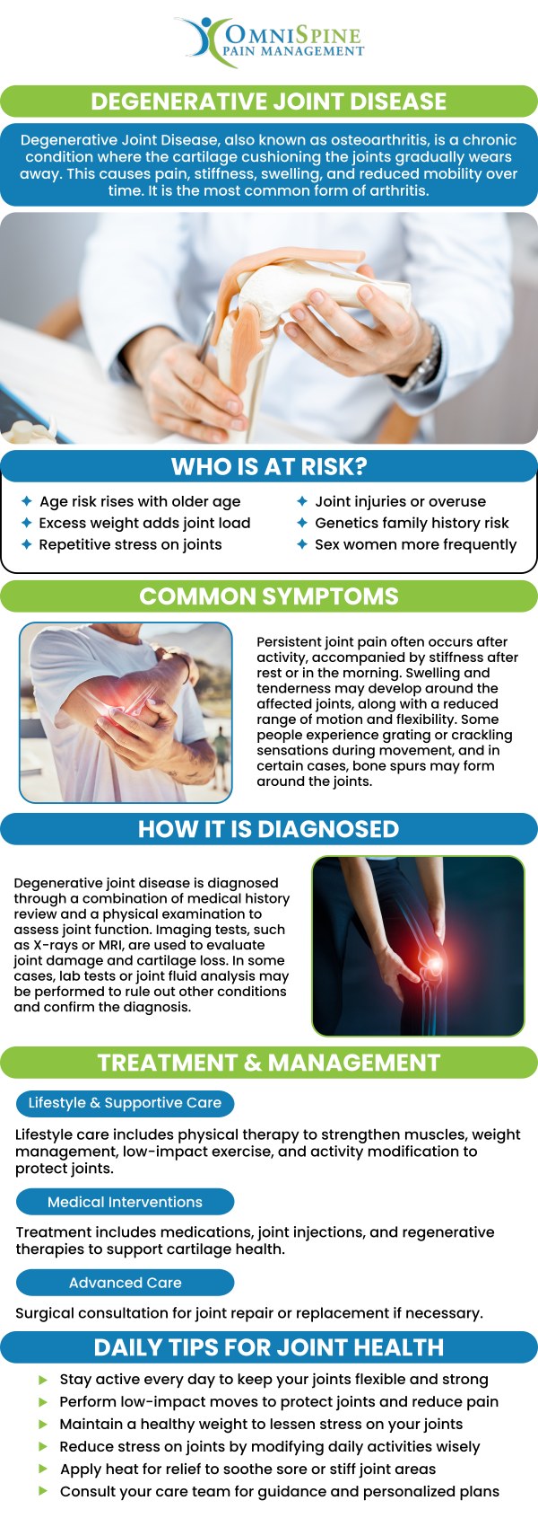 Degenerative joint disease can be treated individually to reduce pain, increase mobility, and improve your quality of life. Dr. Andrew Morchower, MD, MPH, offers cutting-edge care to keep you pain-free and active. For more information, contact us or book an appointment online. Our clinics are located in Frisco TX, Sunnyvale, TX, and Mesquite, TX.