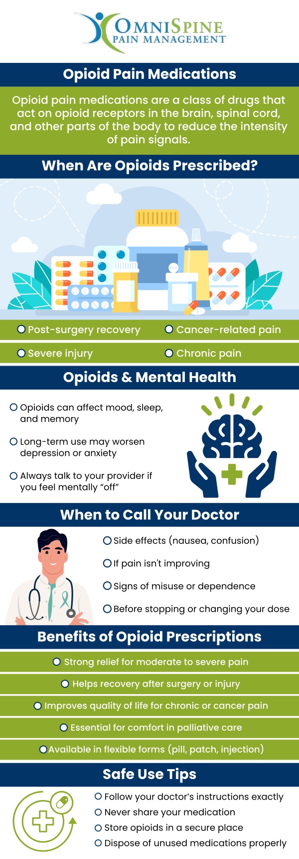 One of the things we long to be free of is pain. Regardless of the source, pain impedes the positive aspects of life, restricts our options, and causes illness. Opioids are used to treat severe pain in the short term following surgery, injury, or chronic pain. Dr. Andrew Morchower offers opioid pain medication at OmniSpine Pain Management. For more information, contact us today or book an appointment online. Our clinics are located in Frisco, TX, Sunnyvale, TX, and Mesquite, TX.